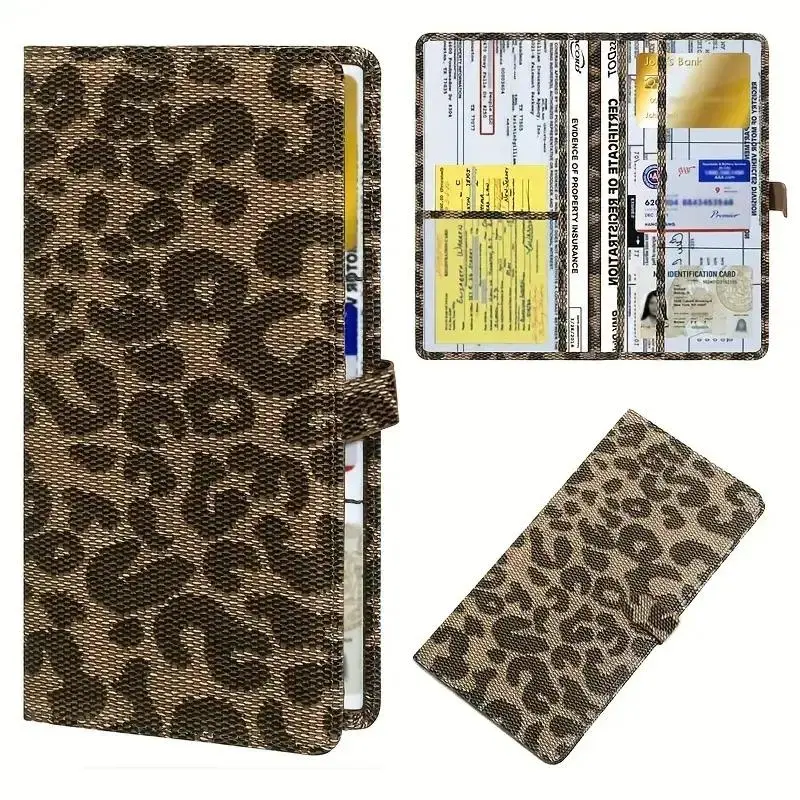 Car Vehicle Registration Certificate Holder - 1-Pack Faux Leather-Appearance Engraved Folding Organizer Wallet, 1-Size Multi-Compartment Unisex Car Accessory with Built-In Driver's License & Insurance Card Storage, Automotive Interior Stowing Item