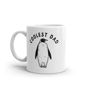 Coolest Dad Mug Funny Fathers Day Gift Sarcastic Chilly Penguin Graphic Novelty Cup - 11oz Funny Coffee Mugs Ceramic Printed Drinkware Cup