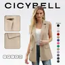 Cicy Bell  Women's Sleeveless Blazer Vest Casual Open Front Single Button Summer Jacket with Pockets