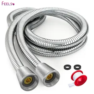 FEELSO 71 Inches Stainless Steel Shower Hose, Extra Long Replacement Hose for Handheld Shower Head with Brass Insert and Nut, Flexible and Durable Shower Hose Extension for RV and Bathroom