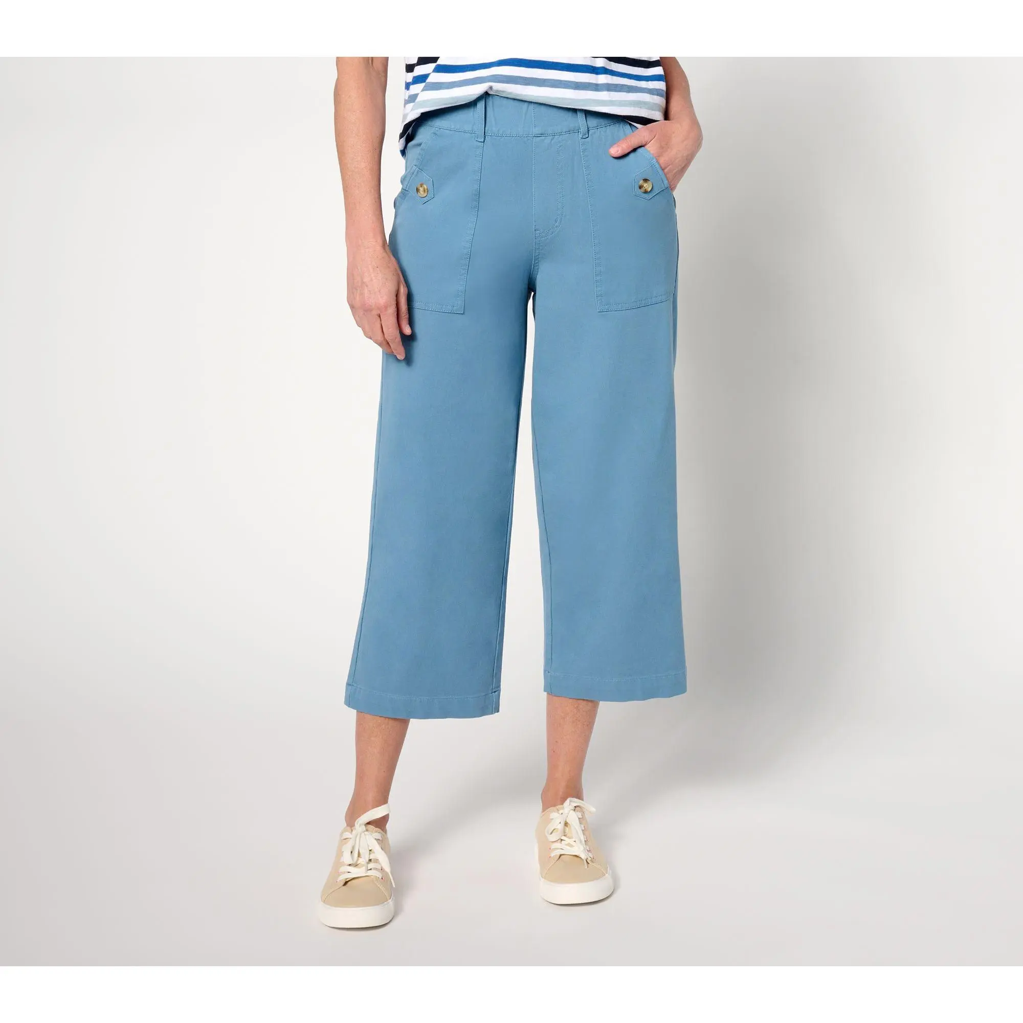 AnyBody Tall All-Stretch Twill Wide Leg Cropped Pants