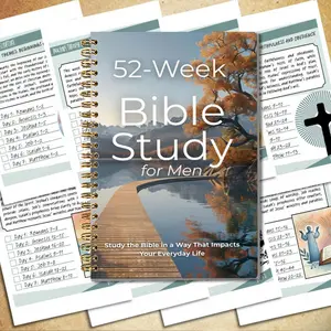 1-Year Bible Study Journal, Planner, Portable 5.4x8.3 inches, featuring daily reading tracker, weekly blessings. Ideal for church groups, believers, and faith enthusiasts to deepen their relationship with God and integrate faith into dai