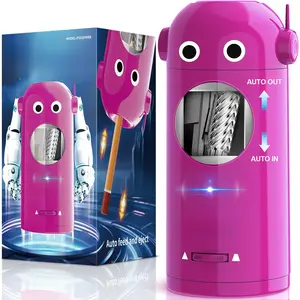 Electric Pencil Sharpener, Robot Pencil Sharpener for Colored Pencils 7-11.5mm, Auto in & Out, Fully Automatic Rechargeable Hands-Free Pencil Sharpener for Home, Classroom,  Operated