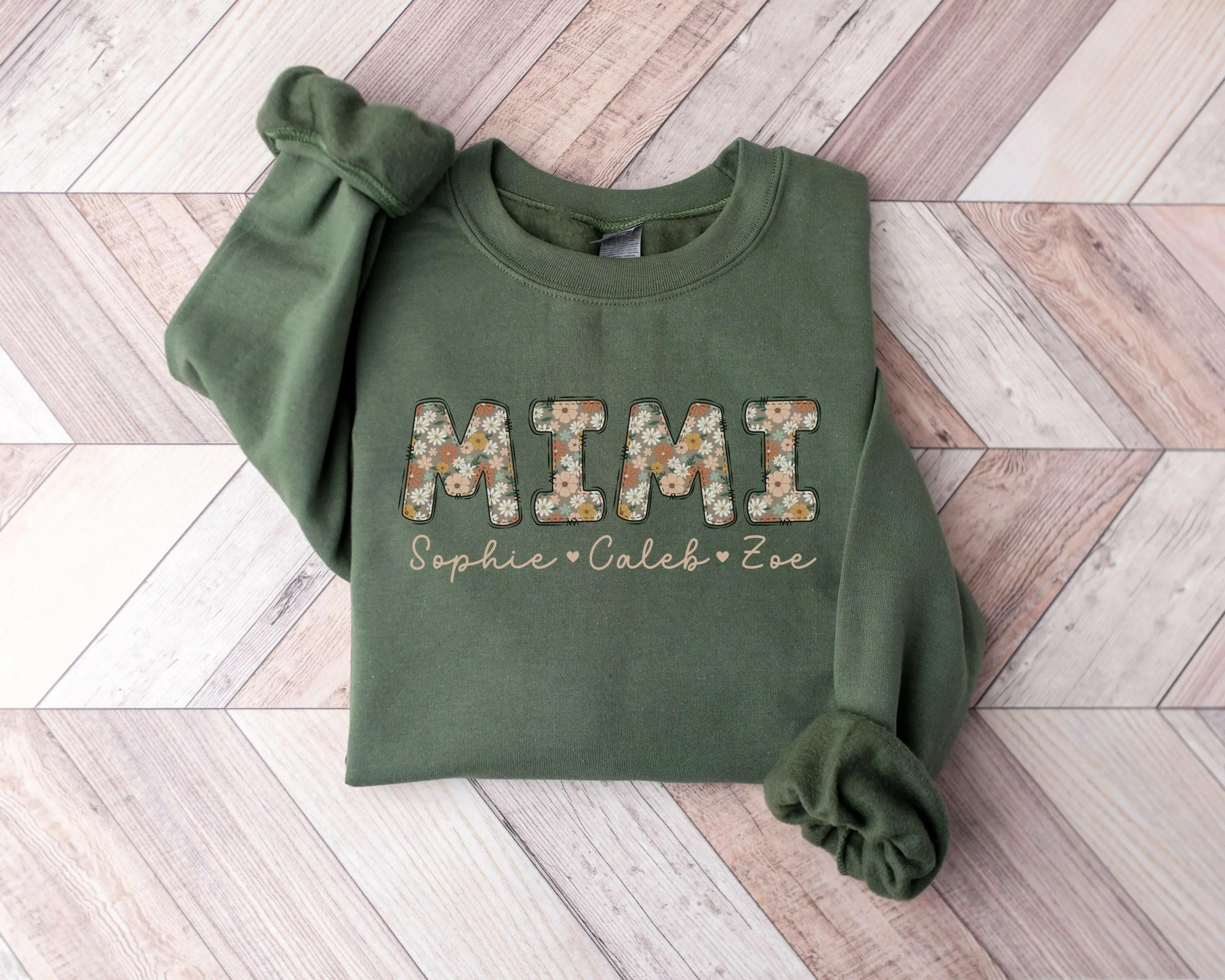 Personalized Mimi Flower Sweater with Grandkid Names