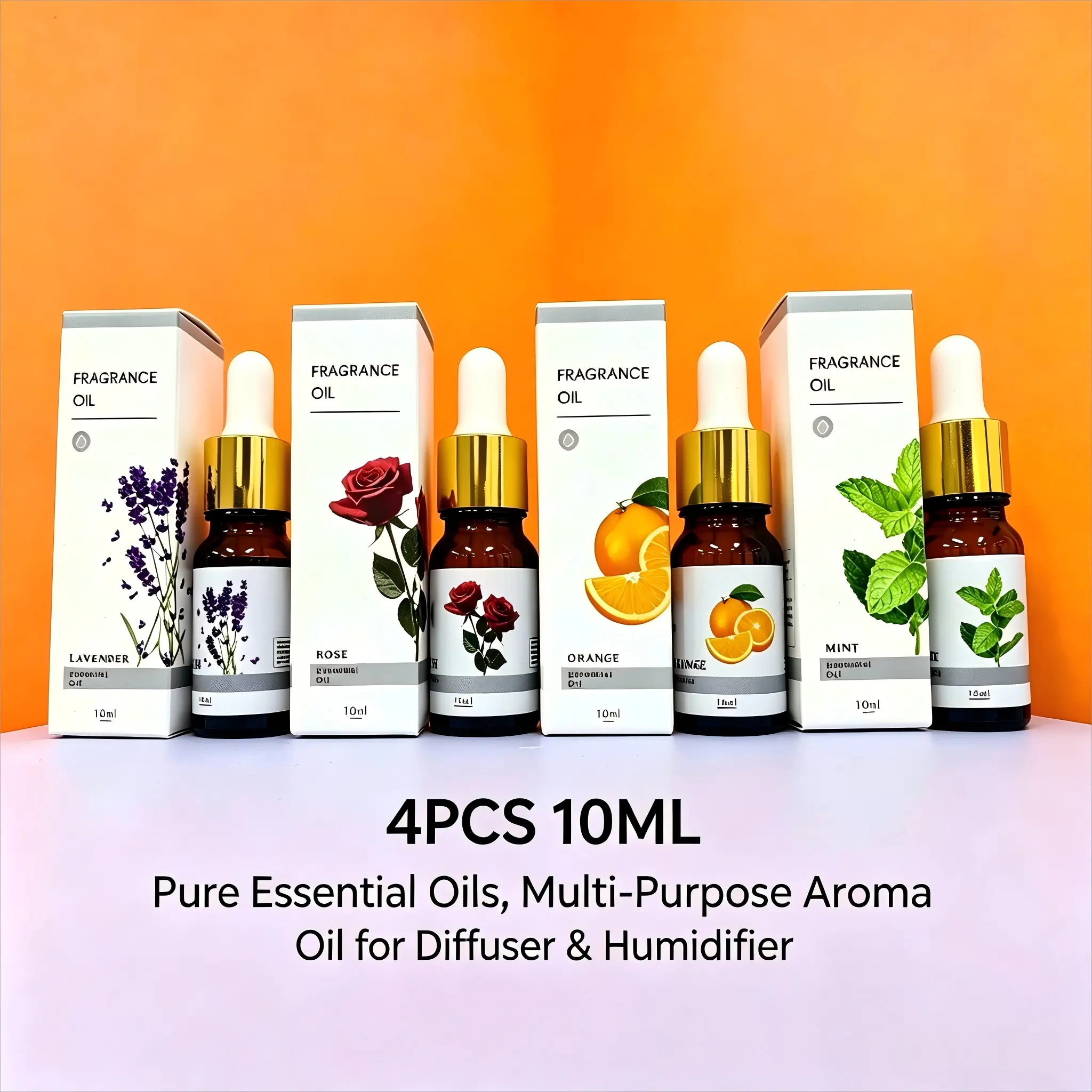 4PCS 10ML Pure Essential Oils - Multi-Purpose Home Fragrance Scented Oils for Diffusers & Humidifiers