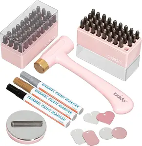 iodido Metal Stamping Kit for Jewelry Making - Complete Jewelry Stamping Kit with Art Stamping Tools, 72pcs 3mm alphabet stamps, Number & Symbol Metal Punch Set, Aluminum Blanks & Stamp Enamel Markers
