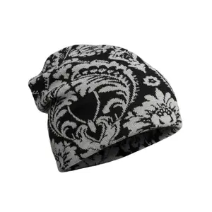 Gothic Hand-Knitted Beanie with Intricate Floral Pattern Victorian Elegance Meets Modern Edge Soft Cozy Comfort