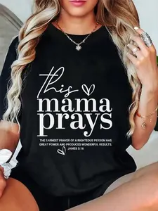 This Mama Prays Cute Jesus Scripture Bible Christian Women T-Shirt Summer Outfits For Women T Shirts Women Graphic Tees Women