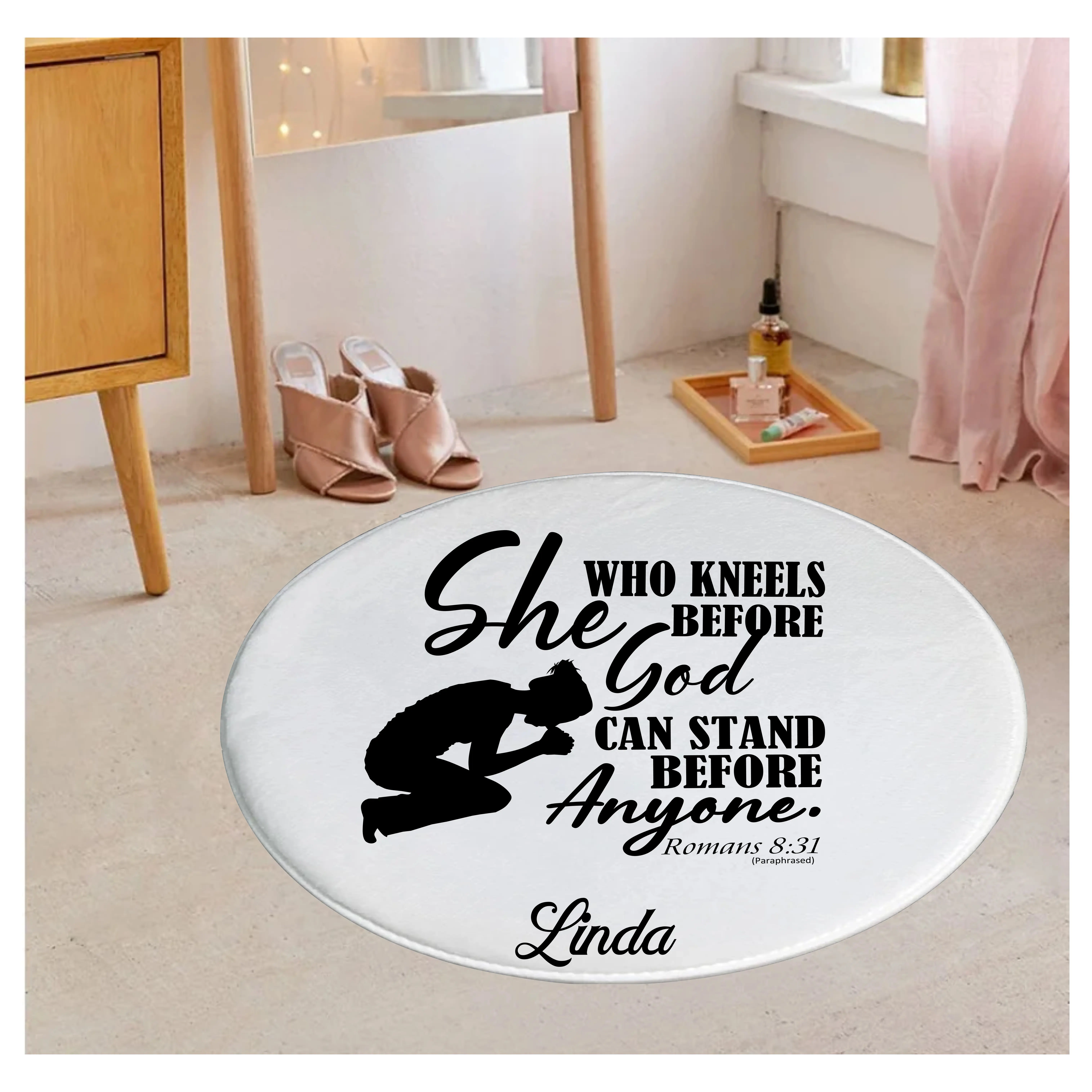 Customized Prayer Mat with Bible Verse & Your Name, Anti-Skid Base, Bedside Comfort Gift for Daily Devotion, Ideal for Family and Friends