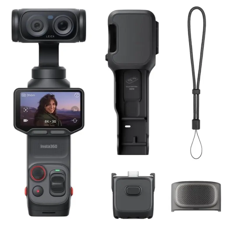 Insta360 Luna Ultra - 8K Vlogging Camera with Dual Leica Lenses, 12× Zoom, 1" Sensor, Detachable 2" Touchscreen, Triple AI Chip, Pocket Gimbal Camera for Vlog Photography-Cosmic Black