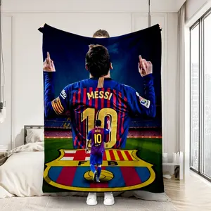 One blanket featuring Messi, a football superstar, perfect for a warm nap, car, or pet. Ideal as a birthday/holiday gift for sofas, beds, dorm rooms, hotels, and offices. Custom Photo Blanket