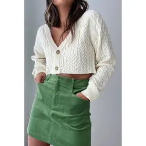 Corduroy Mini Skirt with Pockets