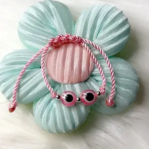 BabyBracelet PinkOjito Handmade Baby Bracelet in Vibrant Pink Color with Eye Charms Perfect for Baby Accessories