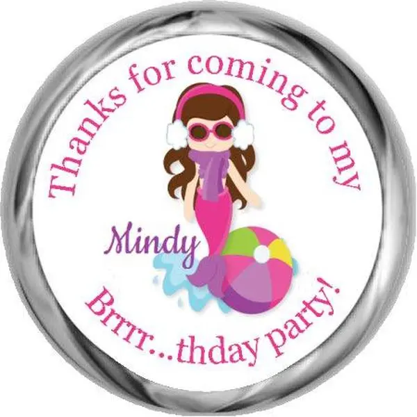 Mermaid - Birthday Hershey Kisses Stickers