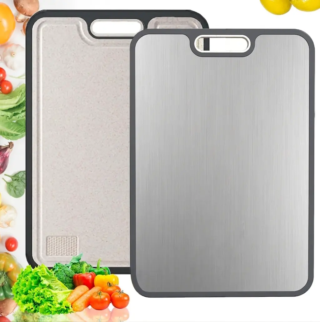 Titanium Cutting Board for Kitchen Double Sided Chopping Board Food Grade Metal & Vegetable Meat Cutting Board