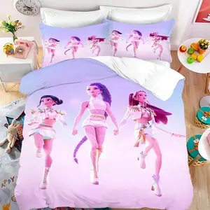 K-pop girl group graphic print duvet cover set, Soft bedding set, vibrant multi-color print, 100% polyester, soft, comfortable, breathable, machine washable, perfect holiday gift, adds a splash of color to your home (pillow and duvet inserts not included)