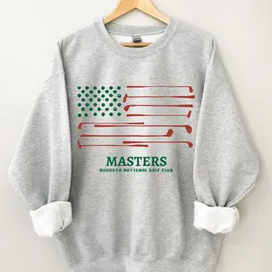 [Sale of 50%] Masters Tournament American Flag Golf Sweatshirt for Men and Women – Vintage Graphic Cotton Tee, Augusta National Golf Club, Trendy Golf Apparel V