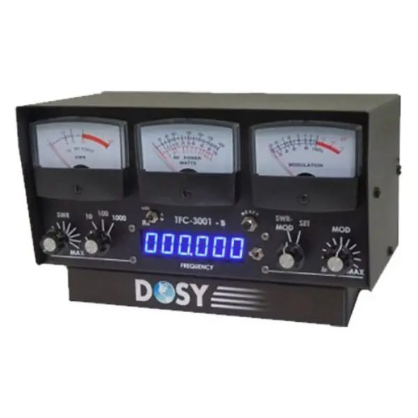 Dosy TFC3001S 3 ft Plug-In In-Line Wattmeter for Ham Operators - 1.8 MHz to 50 MHz, 1000W, SWR, AM/USB/LSB Compatibility, Built-In Frequency Counter, Plug-In Cable, Momentary Toggle, Dosy Text Book Architecture, Built-In Counter, 3 Foot Plug In