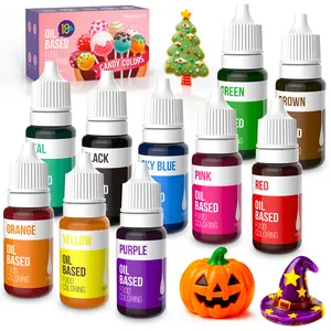 Oil Based Food Coloring 10×35 Fl. Oz Bottles Set Christmas Birthday for Chocolate Candy Melts,Edible Food Dye for Cake Decorating Cookies Icing Fondant Meringues Baking Nata