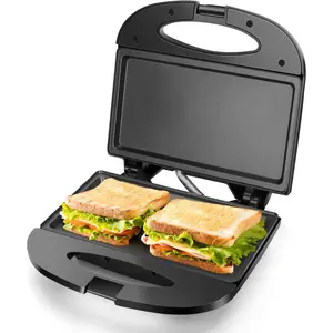 Sandwich Maker with Non-stick Deep Grid Surface for Egg, Ham, Steaks Compact Electric Grill Tostadora de Pan Black, ETL Certificated, Roy