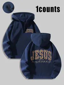 Women's Oversized Leopard Print Christian Hoodie, Half Zip Fleece Sweatshirt with Biblical Verse John 14:8 Jesus Graphic, Trendy Faith-Based Streetwear Oversized Hoodie for Women, Christian Jesus Sweatshirt, The Way The Truth The Life