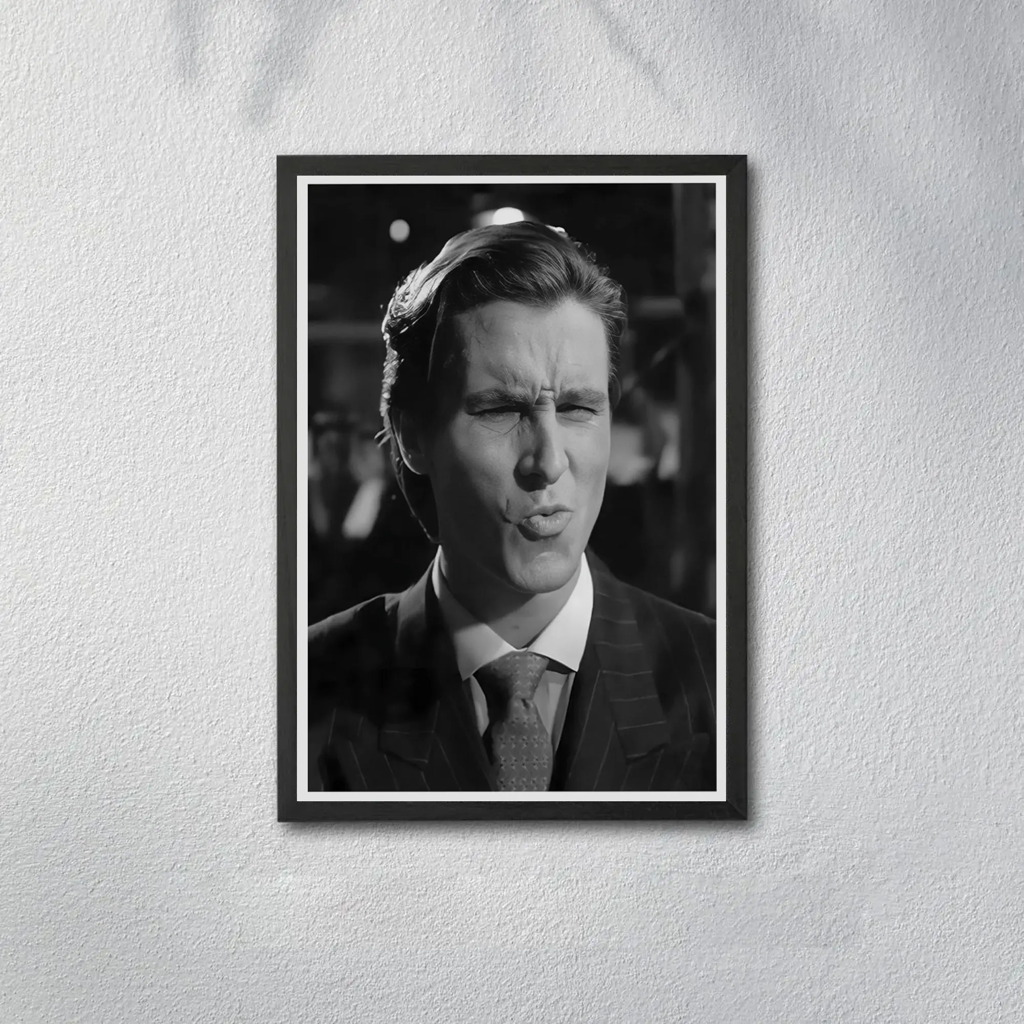Christian Bale Poster, Black and White Portrait Print, Retro Wall Decor, Minimalist Home Aesthetic Poster