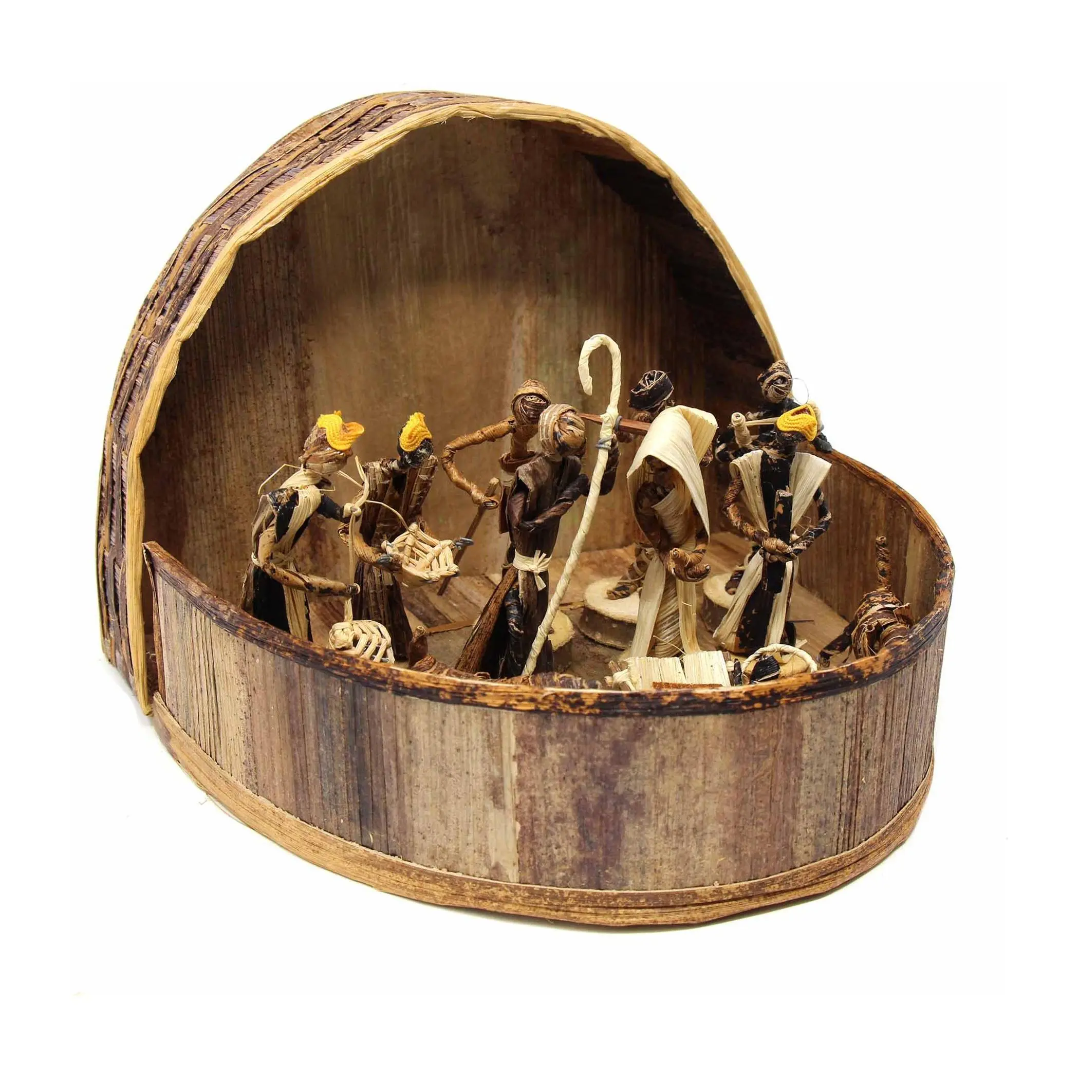 Global Crafts 13pc Banana Fiber Arched Nativity Set Set Global Crafts 13pc Banana Fiber Arched Nativity Set Set