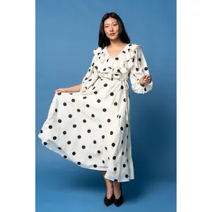 Heartbreaker Dress - Cream with Black Polka Dots