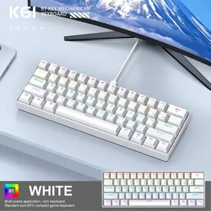 Apayado Original K61 Mini Lighted Mechanical Keyboard, Wired 61 Keys, Phantom RGB Axis, Gaming Office 60%, Portable Design