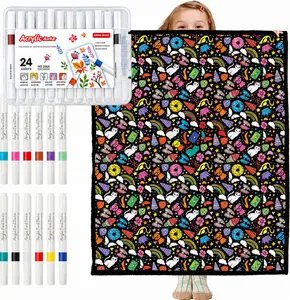 DIY Coloring Unzip the blanket Blanket Kit for Kids &Adults - Art Project Throw - CreativeActivity with Markers - Unique Birthday,Holiday, or Special Occasion Gift - Customizable Cozy Home Decor CraftSet Color-Fillable Flannel warm