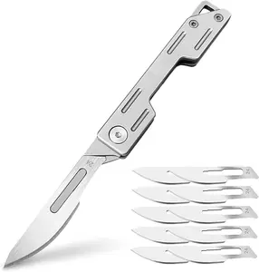 Stainless Steel 5-Inch Professional Kitchen Knife with 20 Spare Blades, Pocket Knife for Men, Small Keychain Design & Wrapping Paper Accessories Multifunctional Tool Emergency Tool
