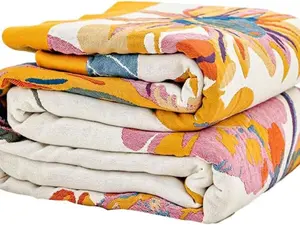 Boho Throw Blanket, 100% Cotton Ultra Soft Luxury Throw Rustic Quilt, 50"x60" Floral Bird Butterfly Farmhouse Decor Bed Blankets