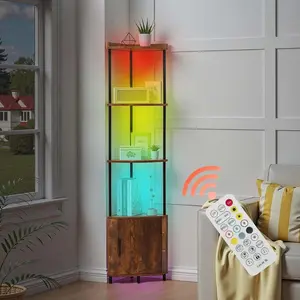 VEVOR 6 Tier Corner Shelf with LED Light, 68 Tall Corner Bookshelf with Storage Shelves for Collectibles, Display Shelf with Multi - Color Lights Controlled Via RC/APP for Bedroom, Living Room, OfficeVEVOR Super Brand Day