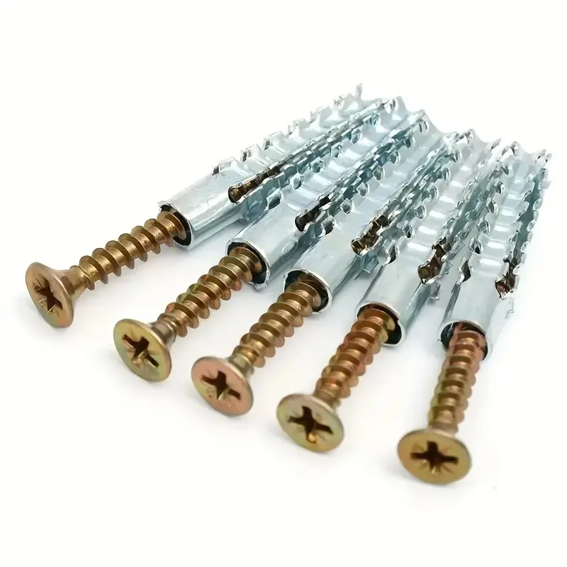 100pcs Heavy Duty Steel Wall Anchors & Screws - Barbed Tip, Serrated Durable Design - for Concrete, Drywall - Reliable Support for Home Hardware Projects