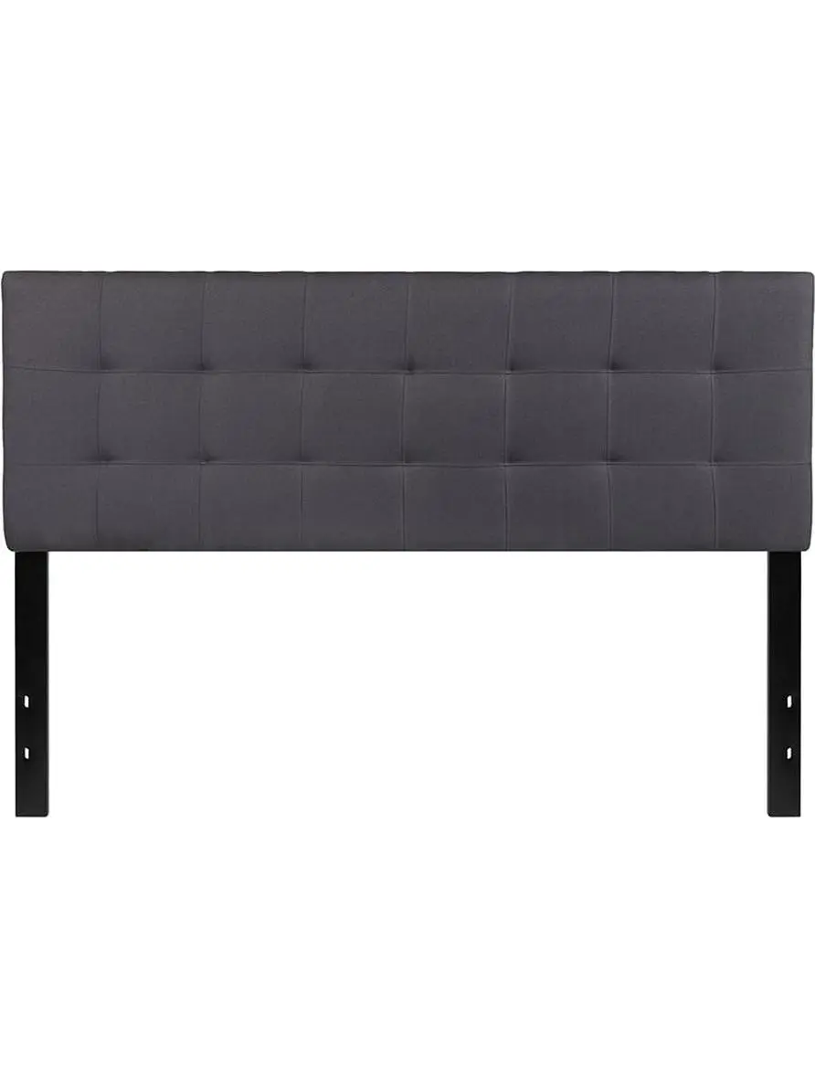Flash Furniture HG-HB1704-Q-DG-GG Bedford Tufted Fabric Queen Size Headboard, Dark Gray Padded Upholstered Headboard with Box Stitching, Padded Headboards