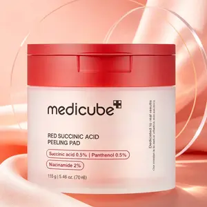 Medicube Red Succinic Acid Panthenol Toner Peeling Pads Pack (70ea) - Niacinamide, Salicylic Acid BHA, AHA, Gentle Exfoliating, Non-Comedogenic K-Beauty Skincare for Acne-Prone Skin - Clear Pores, Reduce Redness, Smoother Complexion Daily Toner