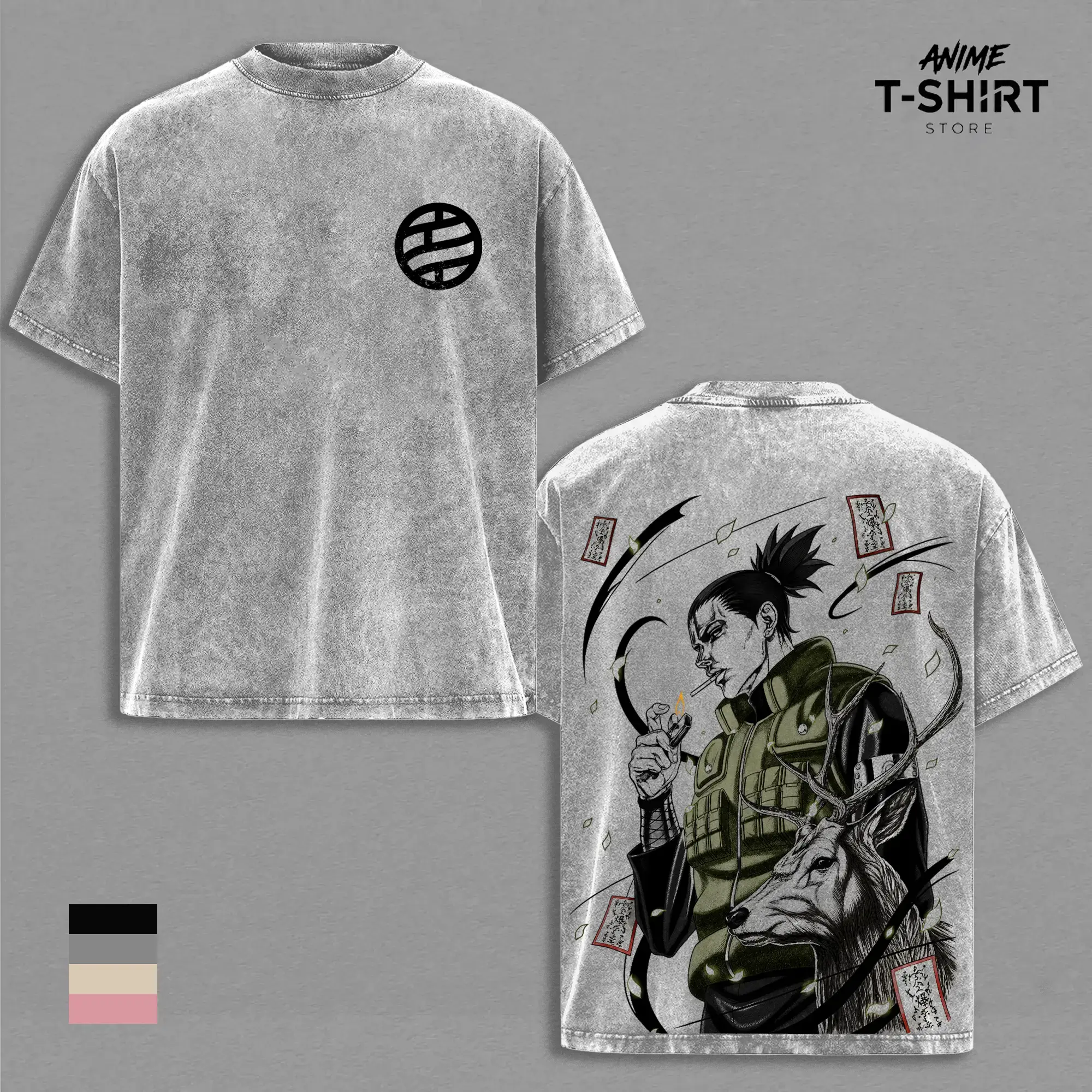 Shikamaru Nara Naruto Anime Vintage Washed Shirt Shadow Possession Graphic Tee Oversized Streetwear Manga Fan Gift