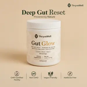 Gut Glow  Daily Gut Health Powder Bloat Relief + Digestion Support Herbal Prebiotic & Probiotic Blend 30 Servings 10+ Natural Ingredients Unflavored