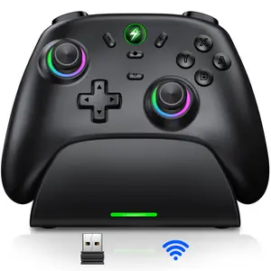 Wireless Gaming Controller for PC/Switch/iOS/Android,Hall Effect Stick & Trigger,RGB Lighting with Charging Dock