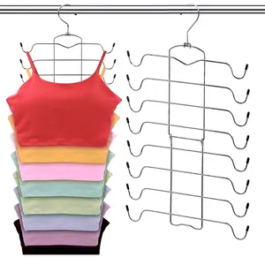 2-Piece Set 8-Layer Stainless Steel Multi-Layer Bra Hanger, Foldable Hanging Vest Hook, Clothing Storage Magic Rack, Home Tie Holder