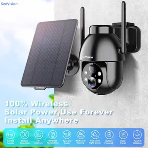 SeeVision WiFi Security Outdoor Solar Wireless Camera with Spotlight PIR Motion Detection Color Night Vision Two-Way Talk 3MP 2K HD IP66 Waterproof 5200mAh Battery 360° Pan & Tilt Control