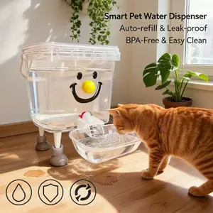 Smiling Direct Drink Bucket 3L/5L, Large Capacity Automatic Pet Waterer, 24/7 Continuous Water, Anti-Tip Over, Keeps Pets' Fur Clean, Automatic Water Feeder