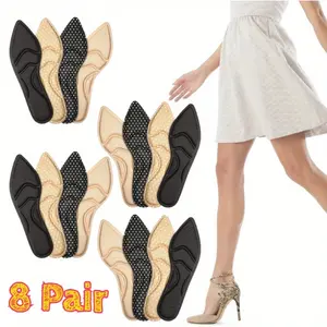 8 Pairs Breathable Shoe Pads, Foot Cushion Inserts, Boot Inserts, High Heel Insoles, Comfort Sponge Insert, Washable and Reusable, Suitable for Most Types of Shoes black lady