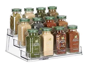 3-Tier Spice Rack Step Shelf Cabinet Organizer, Clear