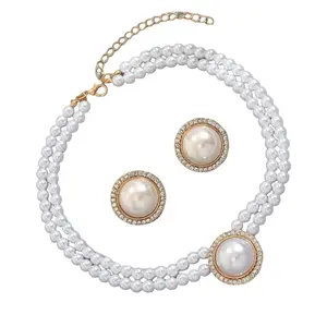 Versatile Alloy Pearls Necklace Earrings Combo Perfect Layer Styling