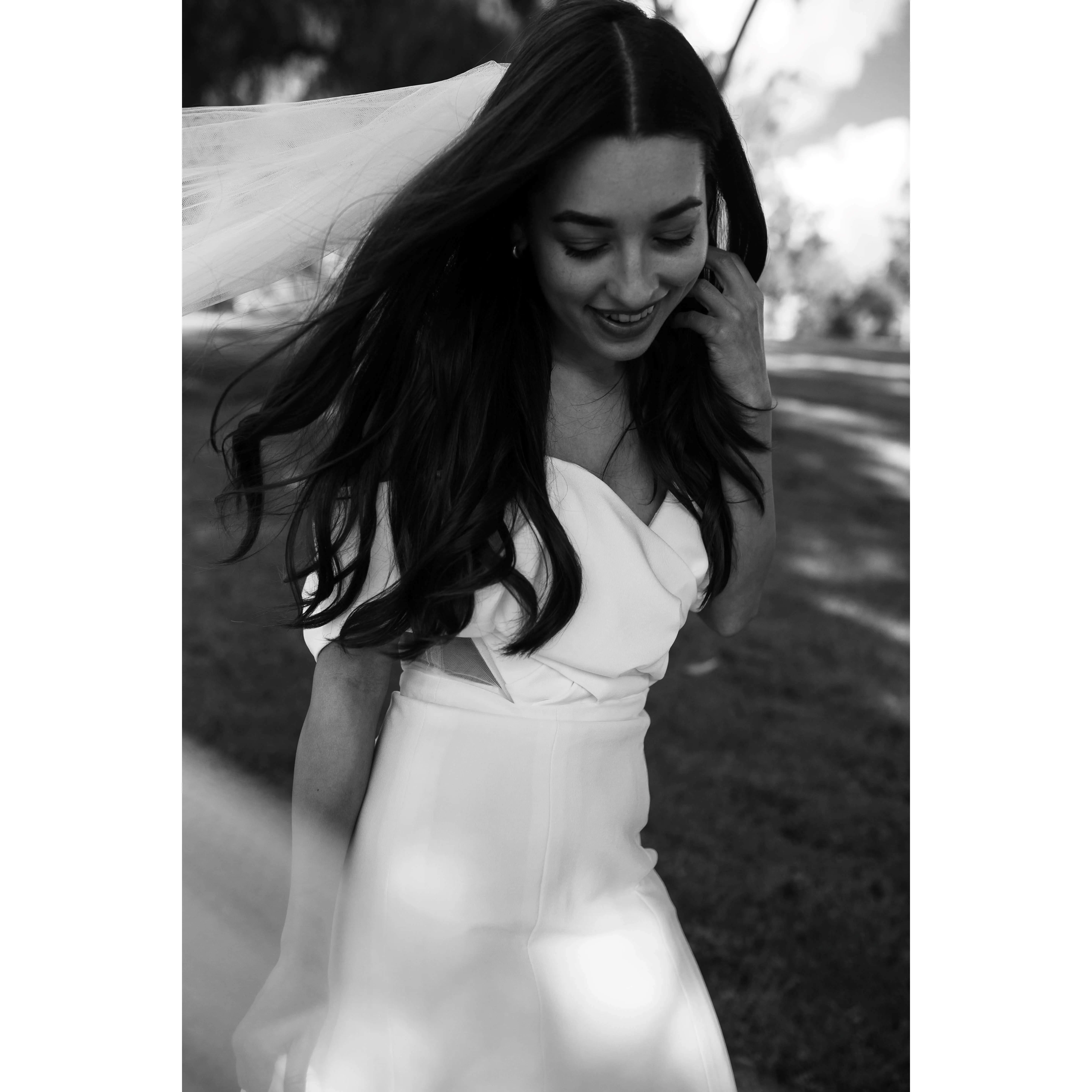 The Avery Gown - Wedding Dress Bridal Gown Crepe Simple White Side Cut-Outs Off Shoulder Sweetheart Gathered Neckline Fitted