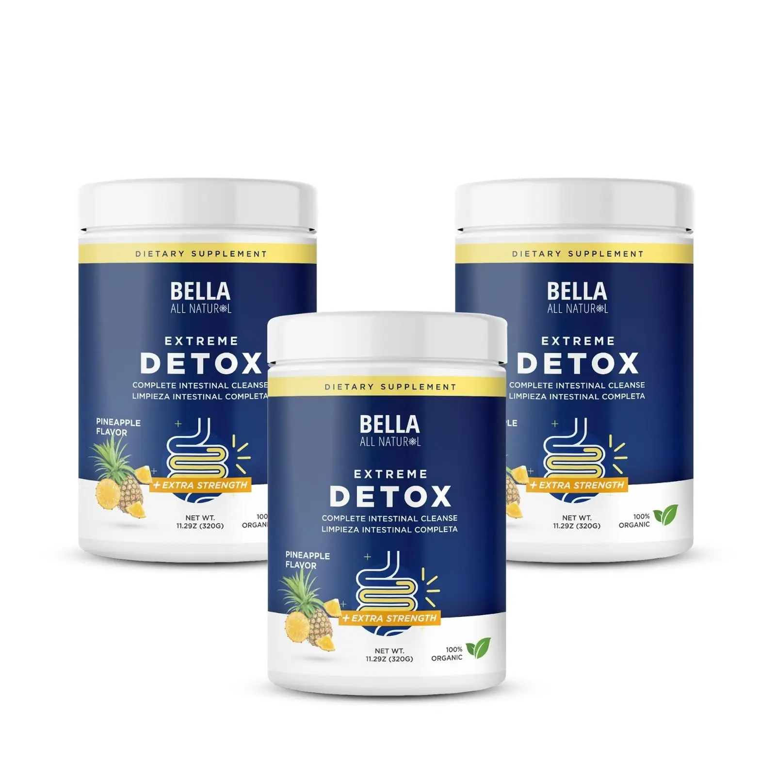 All Natural Extreme Detox Colon Cleanse Powder 400g | Pineapple Flavor Intestinal Cleansing Supplement