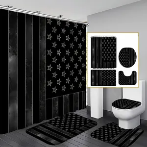 1/3/4PCS Dark Star Bath Curtain Set, 71x71 Inches, Includes Background Pattern, Comes with 12 Hooks, 1/3/4pcs Options Available, Shower Curtain Sets