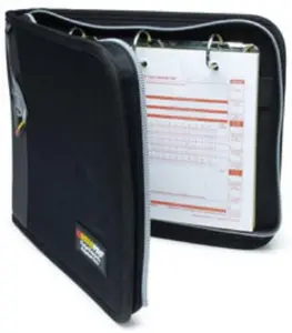 Ring 3-Ring Storage Binder for Loose-Leaf Log Sheets, 10.5x8.5 in Black Binder with Zipper Closure, Model LB-001BK
