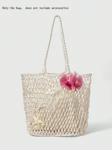26 Spring/Summer Beach Vacation Tote Bag with Openwork Design, Featuring Inner Pockets and a Large Capacity, Simple and Versatile Casual Single Shoulder Bag, Tote shoulder bags, Perfect for Beach outings and Outdoor Shopping